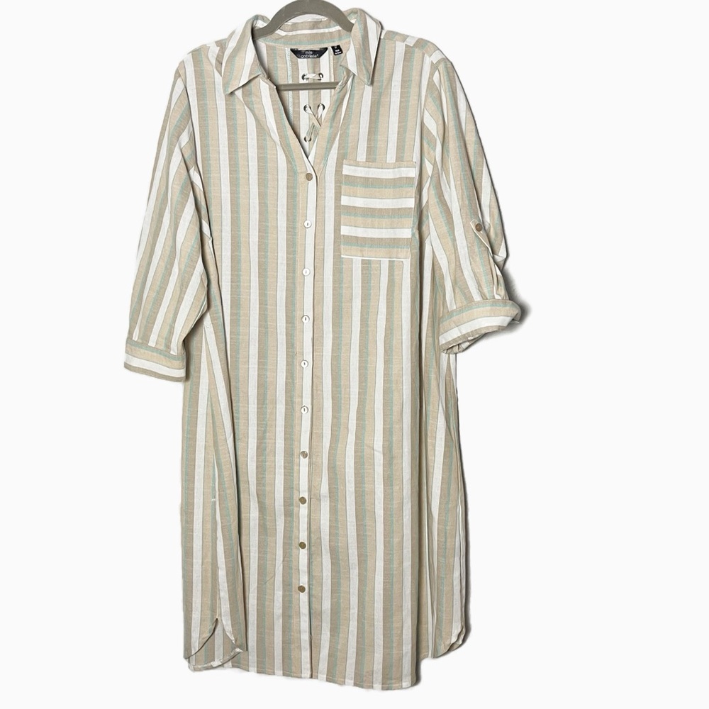 Mile Gabrielle stripped neutral midi dress size 2X preppy plus size coastal